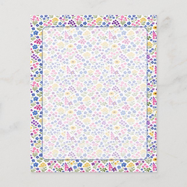 Minimalistiskt sömlöst vildblommönster på vit bakg flygblad (Framsidan)