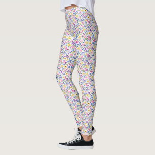 Minimalistiskt sömlöst vildblommönster på vit bakg leggings