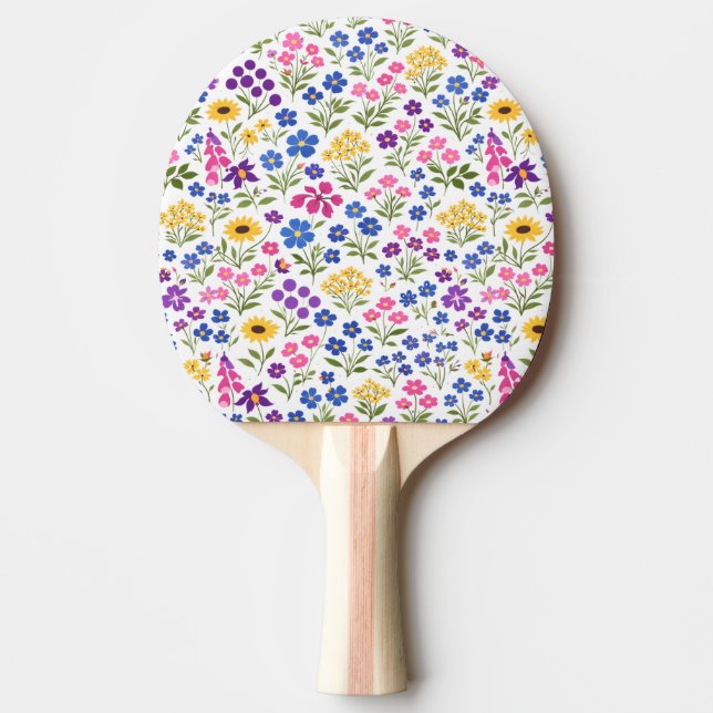 Minimalistiskt sömlöst vildblommönster på vit bakg pingisracket (Framsidan)