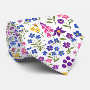 Minimalistiskt sömlöst vildblommönster på vit bakg slips
