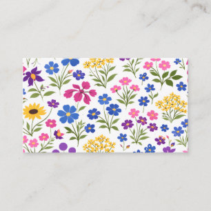 Minimalistiskt sömlöst vildblommönster på vit bakg visitkort
