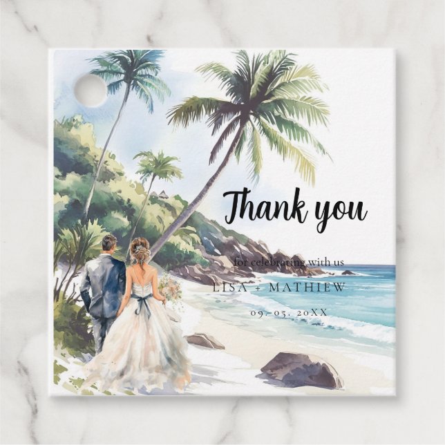 Minimalistiskt sommarstrutsbröllop gåvor etiketter (Framsida)