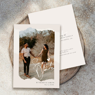 Minimalistiskt spara datumet, Boho Photo Bröllop Datumet