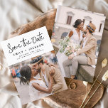 Minimalistiskt spara det manuella fotot för datum spara datumet<br><div class="desc">Modern och Elegant Handskriven skriptfoto Spara datumkortet Bröllop. Datuminbjudan innehåller en typografi för chic och snyggt med en enkel och minimalistisk utformning på en vit bakgrund som du kan lägga till ditt anpassade förlovning-fotografi bild till.</div>