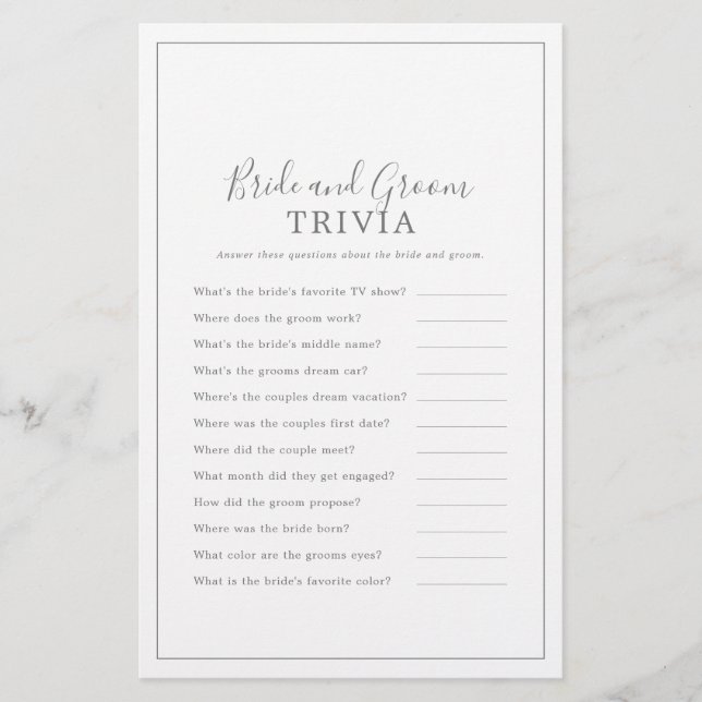 Minimalistiskt spel mellan Silver och Groom Trivia Flygblad (Framsidan)