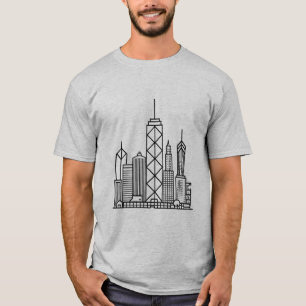 Minimalistiskt stadskylin i geometriskt linjer t shirt