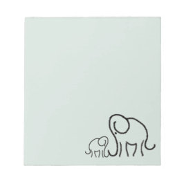 Minimalistiskt stiliserat cute Elephants Morsa och Anteckningsblock