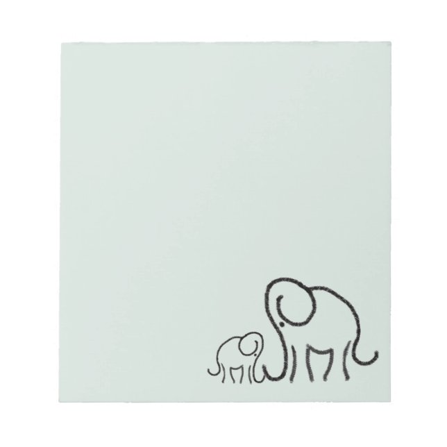 Minimalistiskt stiliserat cute Elephants Morsa och Anteckningsblock (Framsida)