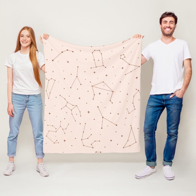 Minimalistiskt stjärnbildsmönster i rosa och brunt fleecefilt (På plats)