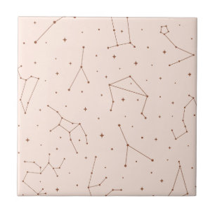 Minimalistiskt stjärnbildsmönster i rosa och brunt kakelplatta