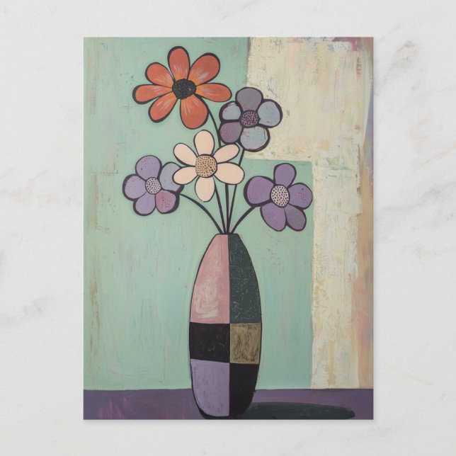 Minimalistiskt Stollig-blommor nr 063 Vykort (Framsida)