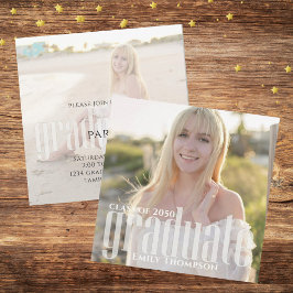 Minimalistiskt Student enkelt Modern Two Photo Inbjudningar