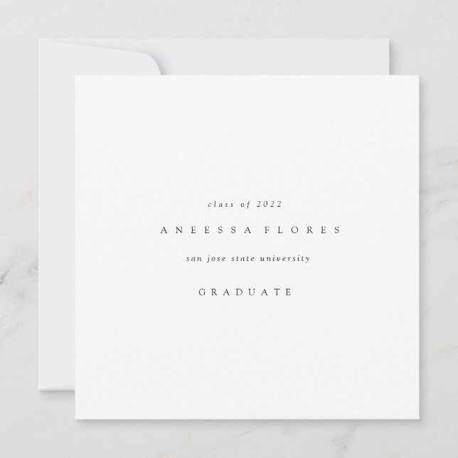 Minimalistiskt Student-fotoannonskort Meddelande (Baksida)