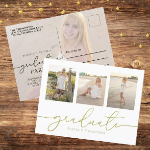 Minimalistiskt Student Modern Simple Guld Photo Vykort