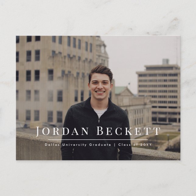 Minimalistiskt Studenten-fotomeddelande Meddelande Vykort (Framsida)