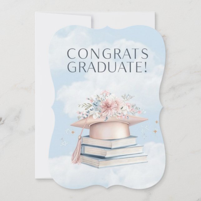 Minimalistiskt Studenten-kort för Blommigt (Framsida)