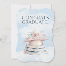 Minimalistiskt Studenten-kort för Blommigt