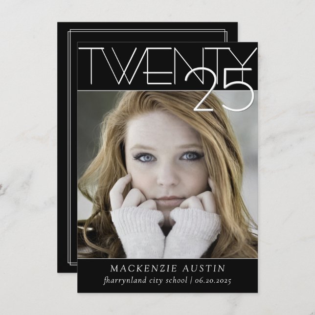 Minimalistiskt Studenten | Svart och vitt foto Meddelande (Fram/baksida)