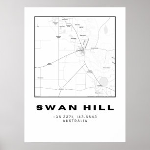 Minimalistiskt Svan Backe Karta med koordinater Poster