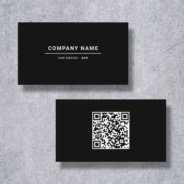 Minimalistiskt svart Affärskort med QR-kod Visitkort (Minimalist Black Business Card)