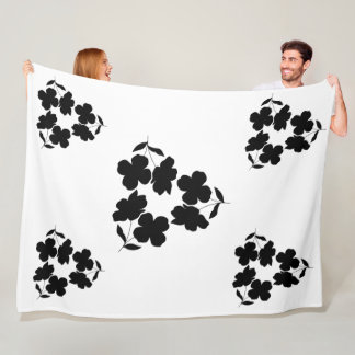 Minimalistiskt svart Blommönster-blanksteg Fleecefilt