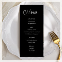 Minimalistiskt svart | Bröllop Flat Menu