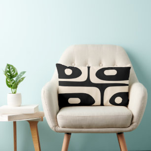 Minimalistiskt svart Cream i det moderna Piquet-sy Lumbarkudde