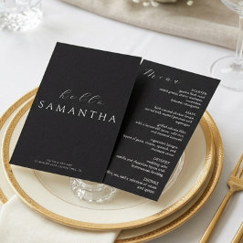 Minimalistiskt Svart Elegant Gästplatskort och Men