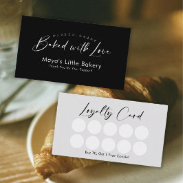 Minimalistiskt svart elegant script Bagerilojalite Visitkort