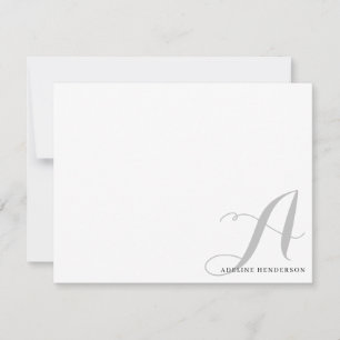 Minimalistiskt svart Grått - första monogrammat sk Anteckningskort
