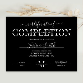 Minimalistiskt svart intyg om slutförande