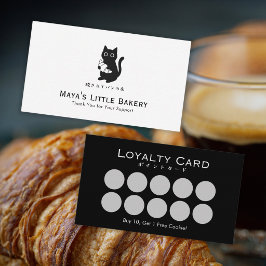 Minimalistiskt svart katt croissant logotyp Bageri Visitkort