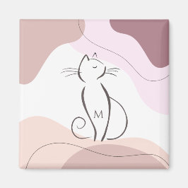 Minimalistiskt svart katt Organic Boho Shapes Mono Magnet