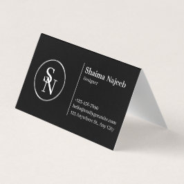 Minimalistiskt svart monogram professionellt vikta visitkort