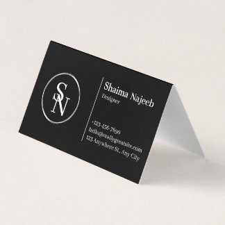 Minimalistiskt svart monogram professionellt vikta visitkort