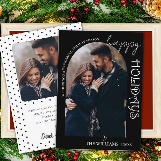 Minimalistiskt svart multifoto-Glad helg-kort (Minimalist Black Multi Photo Merry Christmas Card)