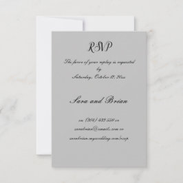 Minimalistiskt svart och grått svarsbrev för bröll OSA kort