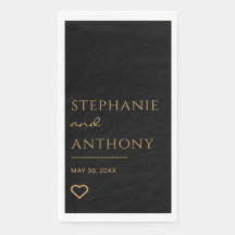 Minimalistiskt svart och Guld hjärtmodernt Bröllop