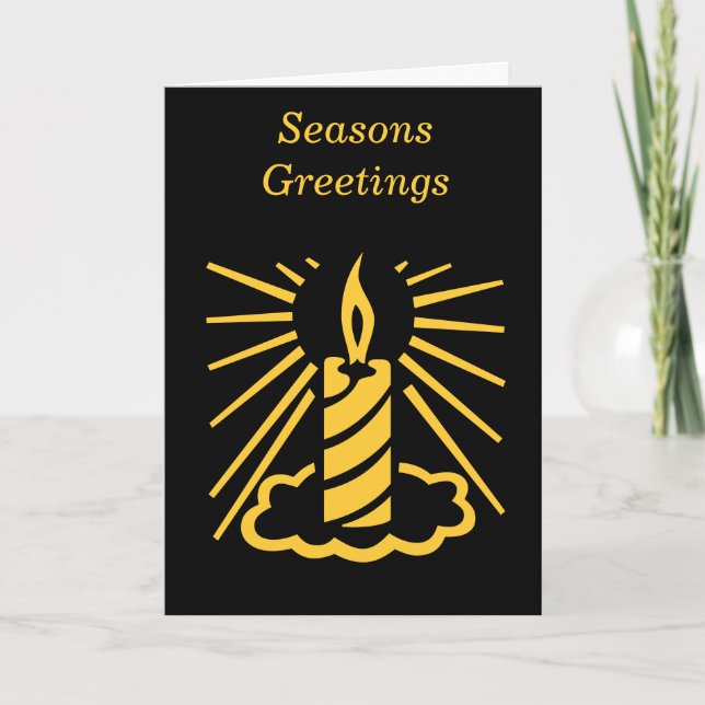 Minimalistiskt svart och guld ljus för julklapp helgkort (Framsida)