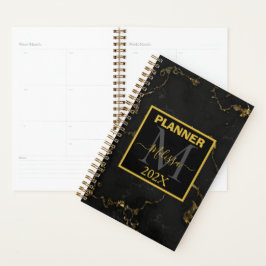 Minimalistiskt svart och Guld marmorerat monogram
