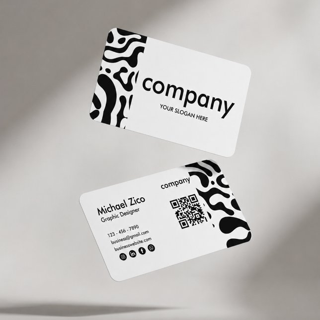 Minimalistiskt svart och vitt abstrakt visitkort  (Skapare uppladdad)
