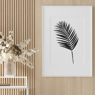 Minimalistiskt svart och vitt botaniskt Fern Teckn Poster