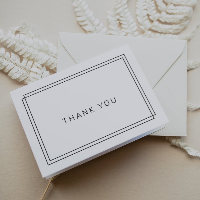 Minimalistiskt, svart och vitt Bröllop Tack Kort (AVERY Minimalist Black and White Wedding Thank You Card)
