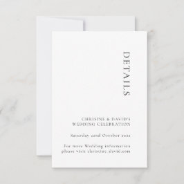 Minimalistiskt svart och vitt bröllopsdetaljkort inbjudningar