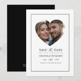 Minimalistiskt svart och vitt bröllopsfoto spara datumet