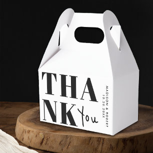 Minimalistiskt svart och vitt djärvt tack bröllop presentaskar