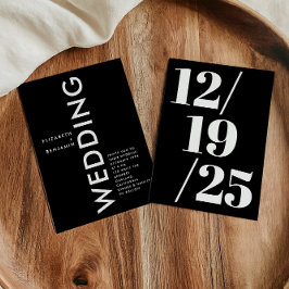 Minimalistiskt svart och vitt enkelt fet Bröllop Inbjudningar