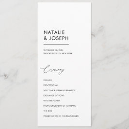 Minimalistiskt svart och vitt enkelt katolskt Bröl Program