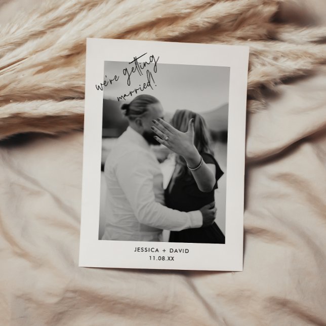 Minimalistiskt svart och vitt foto-Bröllop Spara Datumet (Skapare uppladdad)