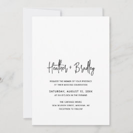Minimalistiskt svart och vitt foto Modern Bröllop Inbjudningar